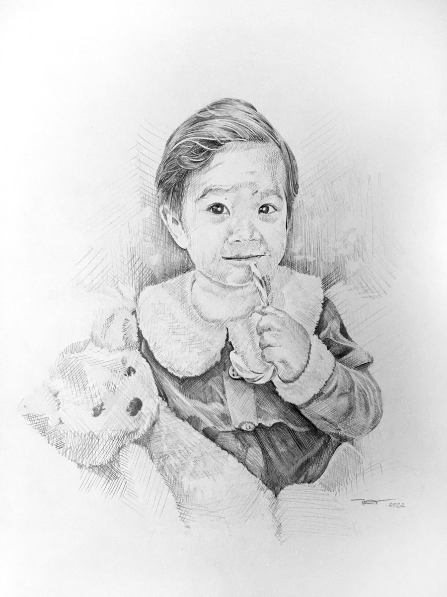 Portrettekening van baby